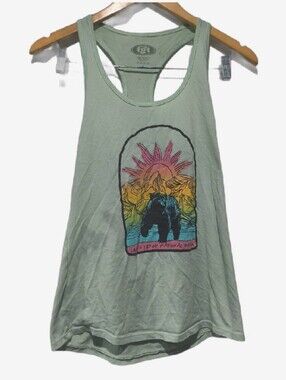 Grand Teton National Park Bear Graphic Racerback Tank Mint Green Size S As-Is